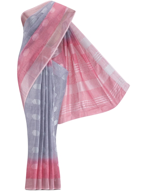 

Nalli Next Grey & Pink Ethnic Motifs Pure Cotton Saree
