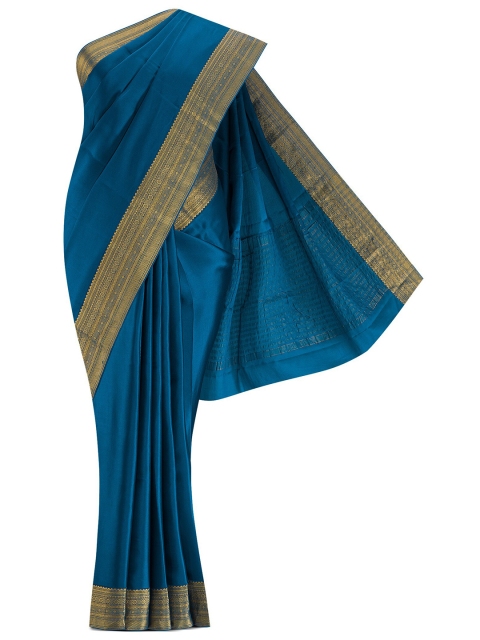 

Nalli Silk Sarees Blue & Gold-Toned Zari Pure Cotton Saree