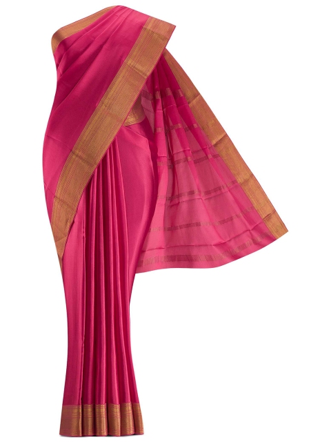 

Nalli Silk Sarees Pink & Gold-Toned Woven Design Mysore Silk Pure Crepe Saree