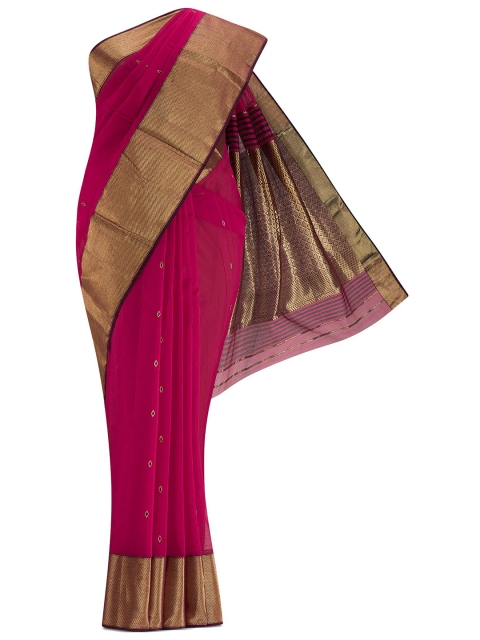 

Nalli Next Pink & Gold-Toned Woven Design Silk Cotton Saree