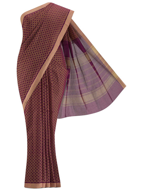 

Nalli Next Violet & Beige Ethnic Motifs Pure Cotton Chettinad Saree