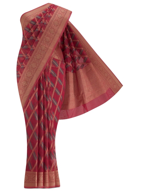 

Nalli Next Red & Blue Woven Design Pure Cotton Kota Saree