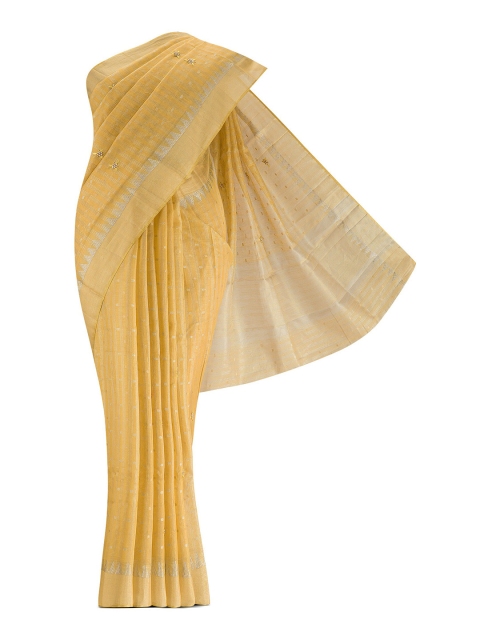 

Nalli Next Green & Gold-Toned Woven Design Pure Crepe Mysore Silk Saree, Yellow
