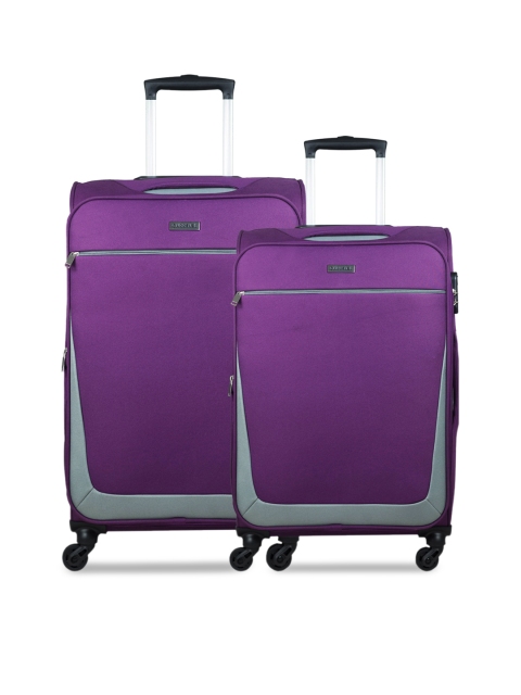 

CARRIALL Set Of 2 Purple Solid Padded Large Trolley Suitcase