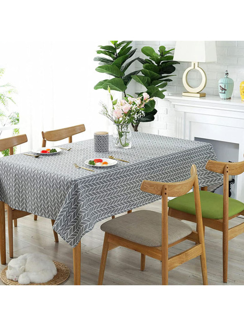 

HOUSE OF QUIRK Grey Striped 4-Seater Rectangle Table Cover