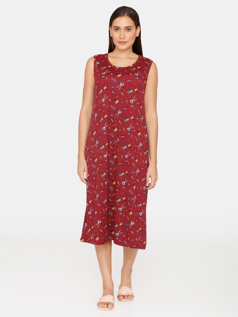 

Zivame Maroon Printed Nightdress