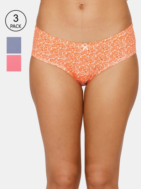 

Zivame Women Pack of 3 Assorted Solid Hipster Briefs ZI2763FASHORNGE-Multi