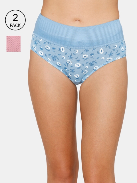 

Zivame Women Pack Of 2 Floral Printed Hipster Cotton Briefs, Pink