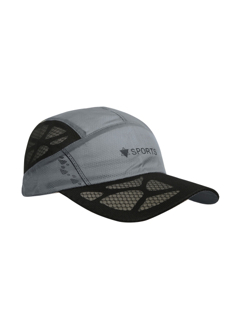 

FabSeasons Unisex Grey Melange & Black Self design Baseball Cap