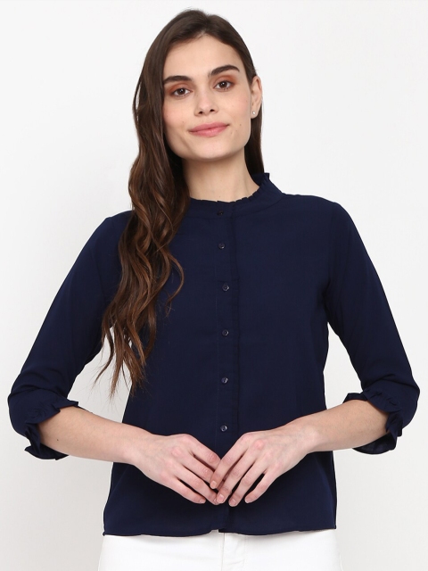 

V-Mart Women Navy Blue Classic Casual Shirt