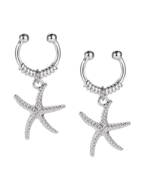 

FemNmas Silver-Toned Quirky Drop Earrings
