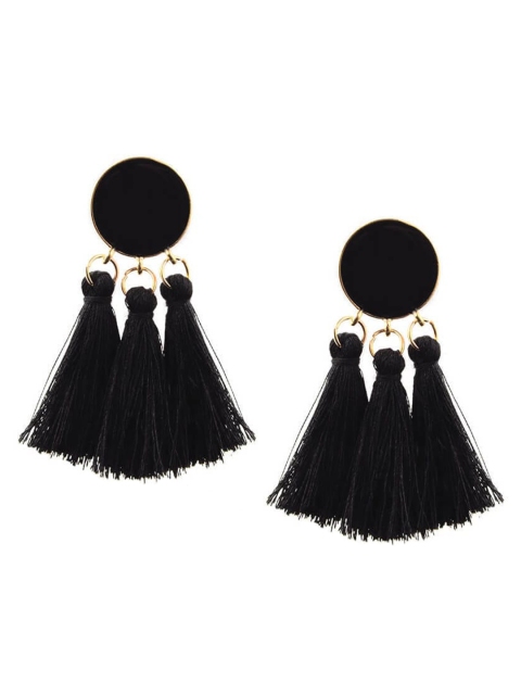 

FemNmas Black Quirky Drop Earrings