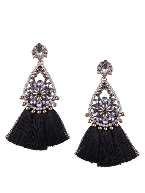 

FemNmas Black Quirky Drop Earrings