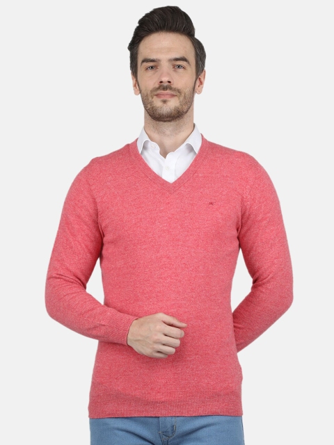 

Monte Carlo Men Pink Solid V Neck Pullover