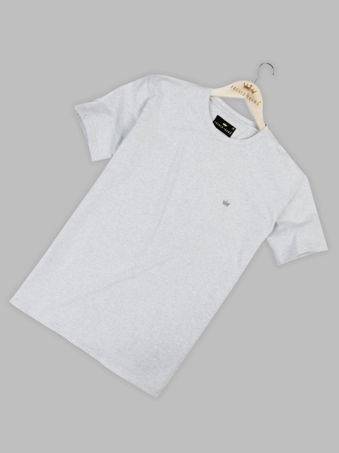 

FRENCH CROWN Men Grey V-Neck Raw Edge T-shirt