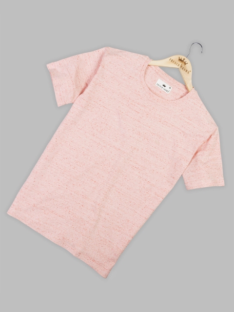 

FRENCH CROWN Men Pink Henley Neck Extended Sleeves Applique T-shirt
