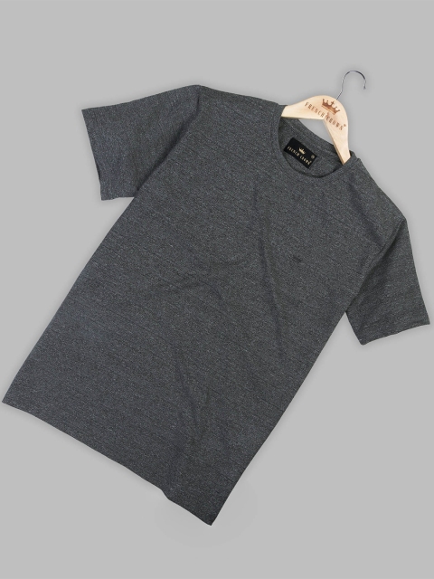 

FRENCH CROWN Men Black High Neck Indigo T-shirt