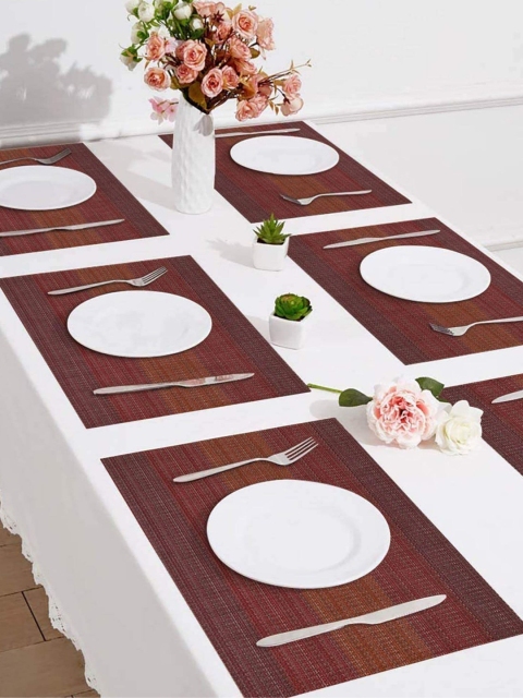 

royalkart Set of 6 Red Printed Table Placemats
