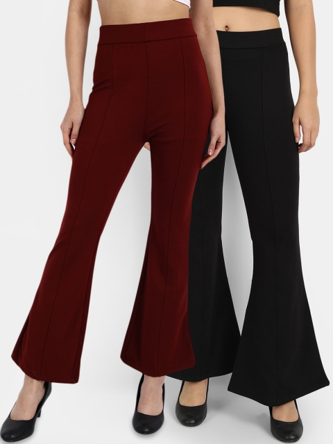 

Broadstar Women Pack Of 2 High Rise Boot Cut Trouser, Black