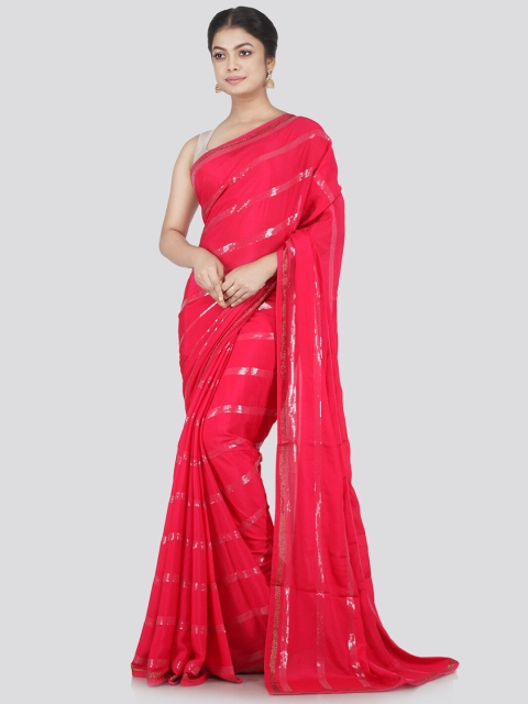

PinkLoom Pink Embellished Sequinned Pure Chiffon Saree