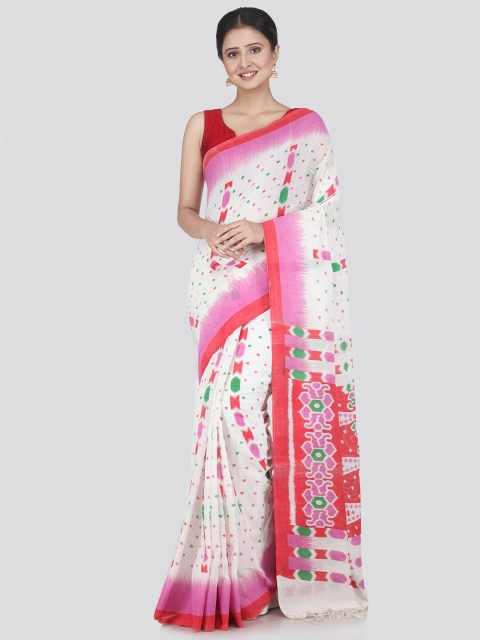 

PinkLoom White & Pink Woven Design Pure Cotton Saree