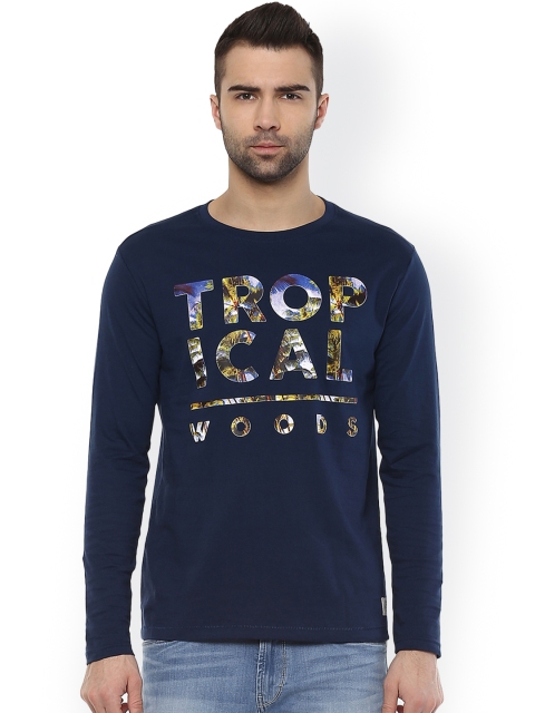

ELABORADO Men Navy Blue Printed T-shirt