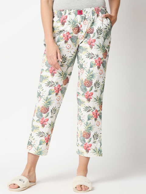 

Manaca Women White Printed Pure Cotton Pyjama