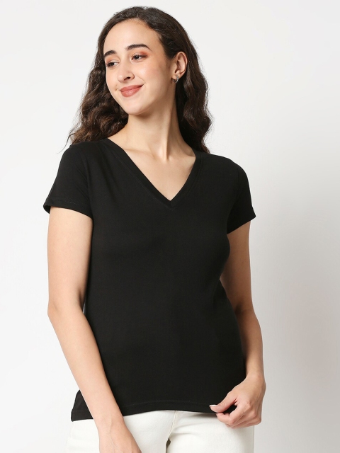 

Manaca Black V Neck Top