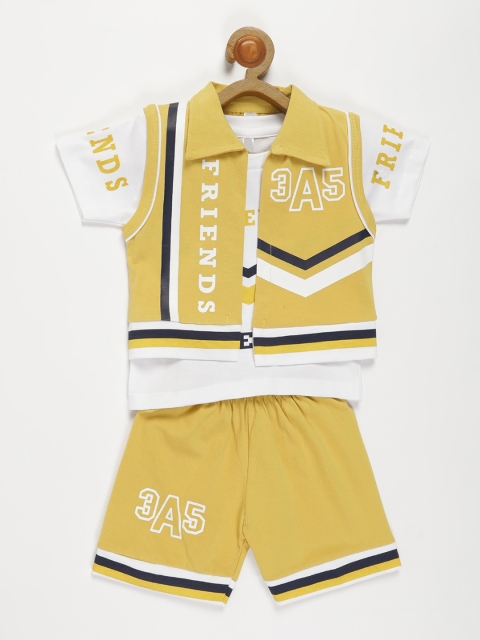 

V2 Value & Variety Boys Mustard & White Printed T-shirt with Shorts