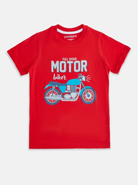 

Pantaloons Junior Boys Red Typography Printed T-shirt