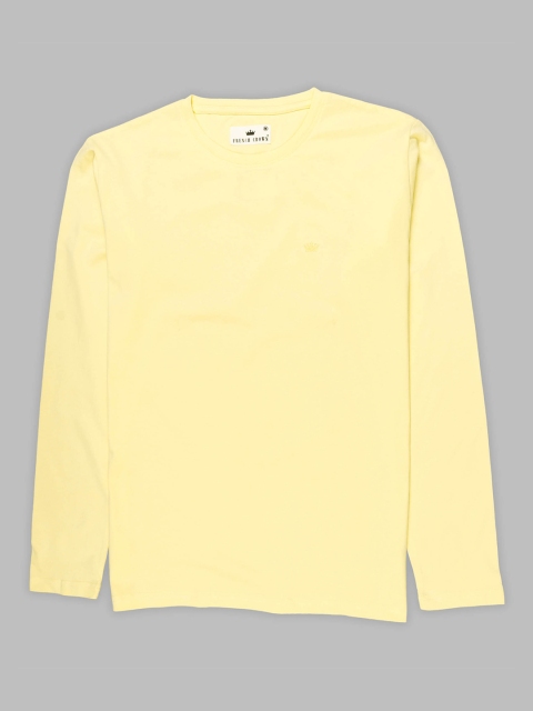 

FRENCH CROWN Men Solid Yellow Full Sleeves T-shirt