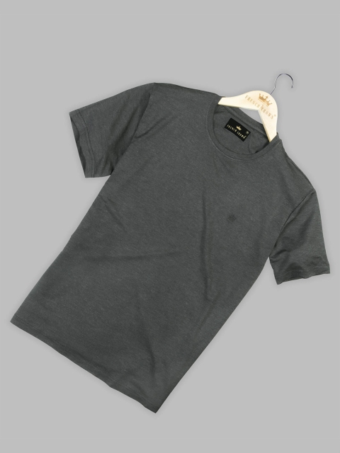

FRENCH CROWN Men Grey Solid Round Neck T-shirt