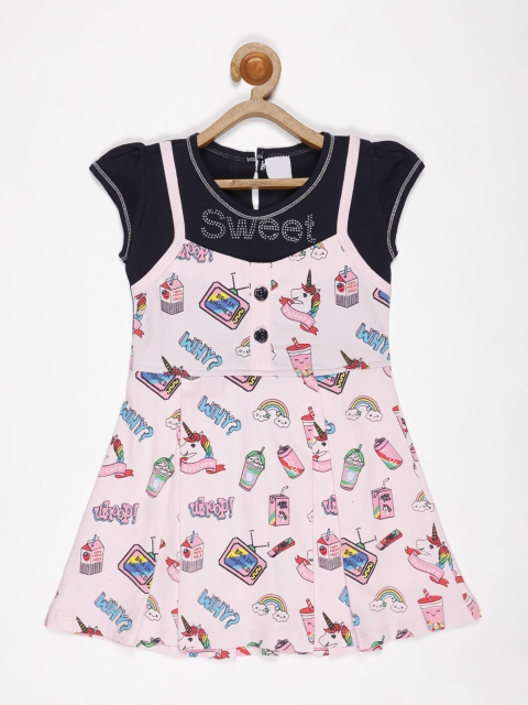 

V2 Value & Variety Pink & Black A-Line Dress