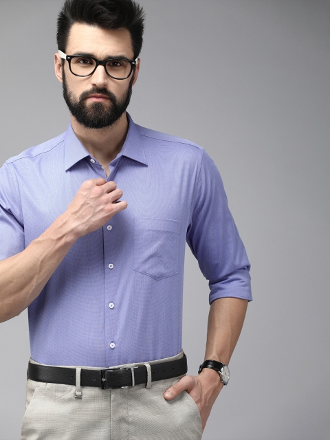 

Van Heusen Men Blue Texture Slim Fit Pure Cotton Casual Shirt