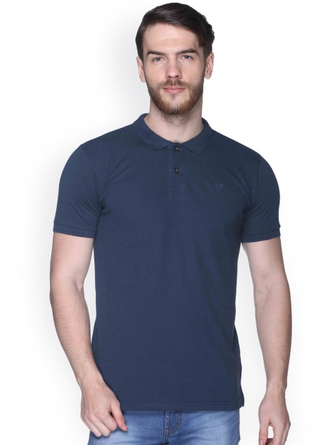 

Club York Men Navy Blue Polo T-shirt