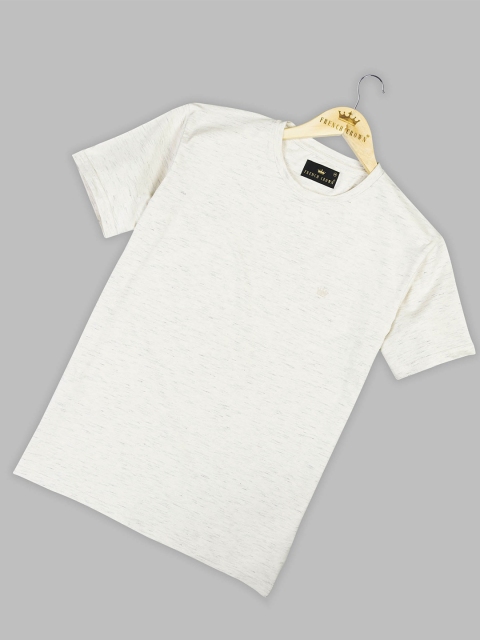 

FRENCH CROWN Men White Monochrome Cotton T-shirt