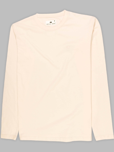 

FRENCH CROWN Men Cream-Coloured Mandarin Collar Applique T-shirt