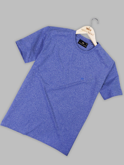 

FRENCH CROWN Men Blue Polo Collar Indigo Applique T-shirt
