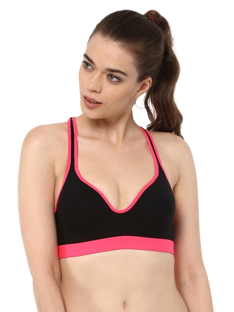 PrettySecrets Pink & Black Medium-Coverage Sports Bra available at myntra for Rs.291