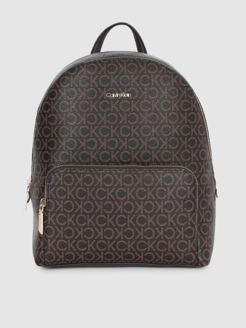

Calvin Klein Jeans Women Coffee Brown Brand Logo Print Backpack