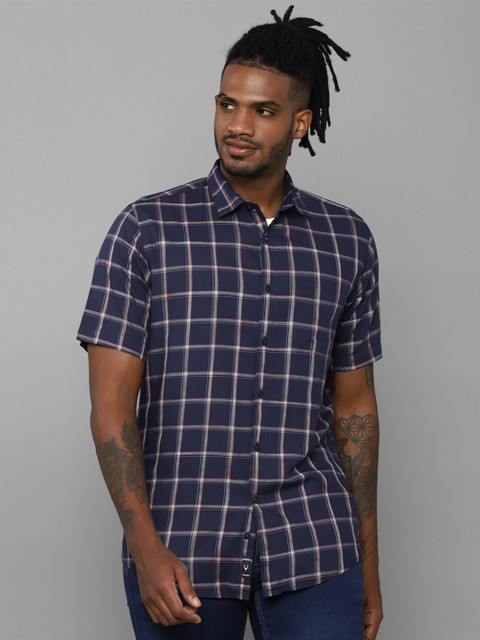 

Allen Solly Men Navy Blue Slim Fit Windowpane Checks Casual Shirt