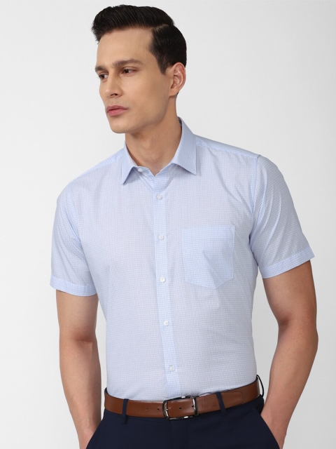 

Van Heusen Men Blue Regular Fit Micro Checked Cotton Formal Shirt