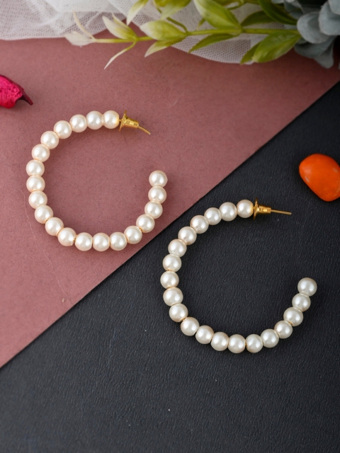

Silvermerc Designs White Circular Half Hoop Earrings