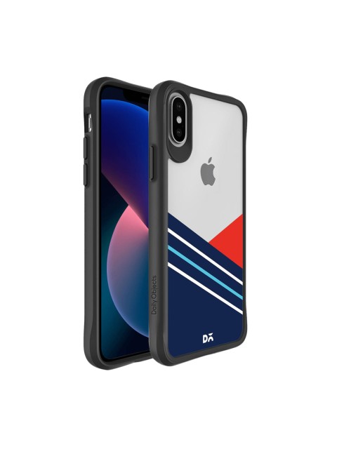 

DailyObjects Grey & Blue Stripe Slide Black Hybrid Clear iPhone X Back Case