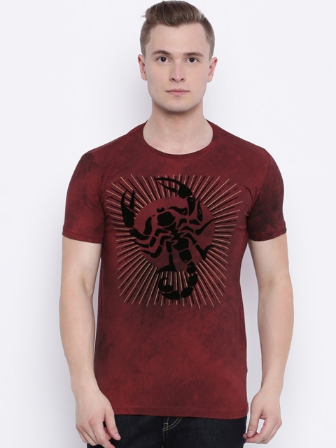 

Status Quo Men Maroon Printed Slim Fit Round Neck T-shirt