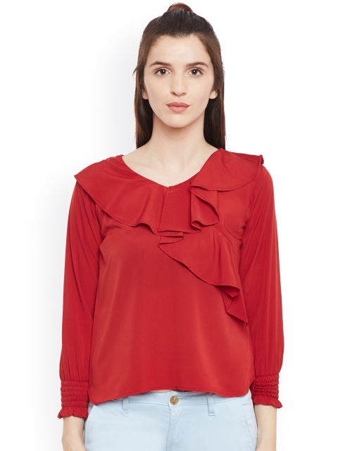 

Belle Fille Women Red Solid High-Low Top
