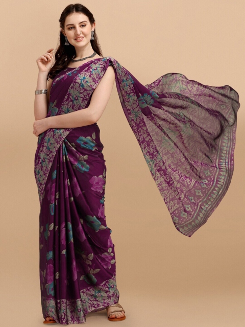 

Lady Style Purple & Blue Floral Saree