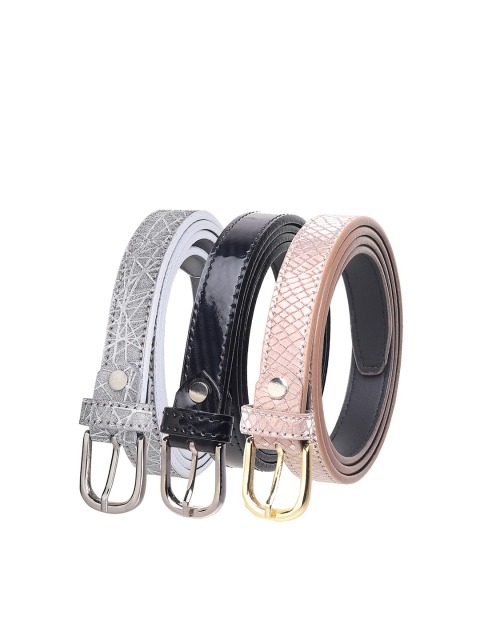 

URBAN ALFAMI Women Black Textured 3 PU Belt