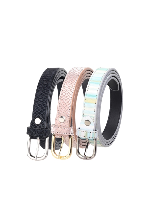 

URBAN ALFAMI Women Multicoloured Textured PU Belt, Multi