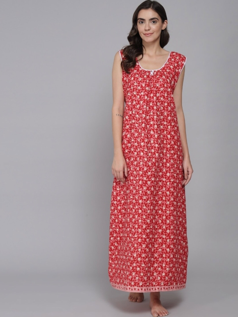

Shararat Red Printed Maxi Nightdress